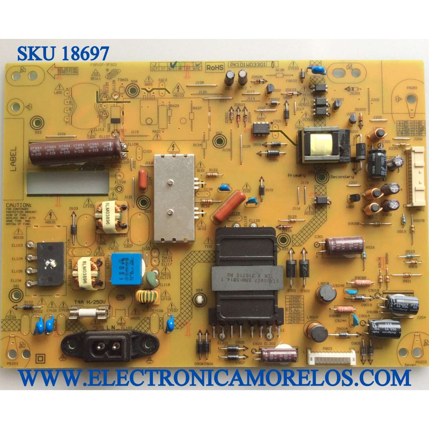 FUENTE DE PODER / TOSHIBA PK101W0330I / FSP107-3FS02 / PK101W0330ID / MODELO 50L1450U	